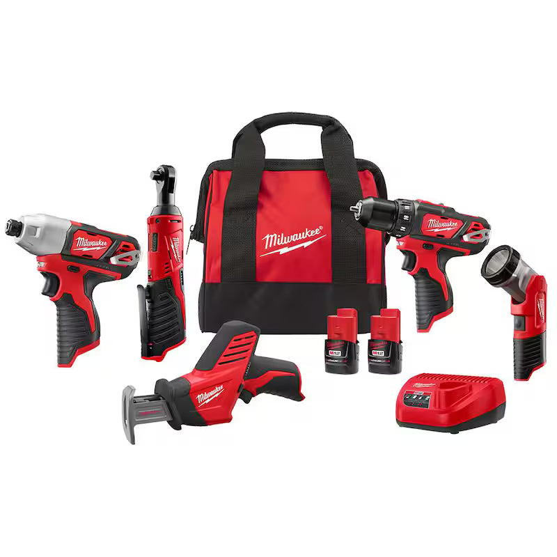 12V Lithium-Ion Cordless 5-Tool Combo Kit with Batteries, Charger & Tool Bag O6983