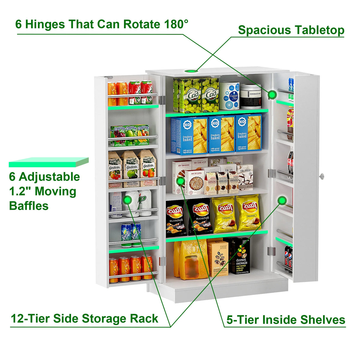 41" Kitchen Pantry Storage Cabinet with Doors and Adjustable Shelves Q6980