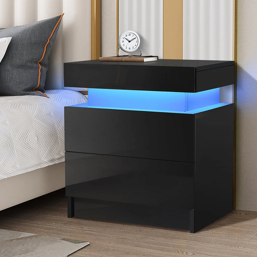 White 2 Drawer High Gloss Nightstand G230404