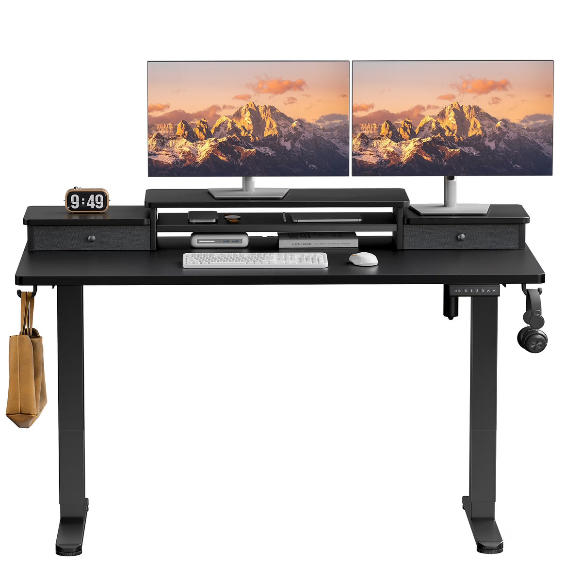 Black Electric Standing Desk with Drawer Y527