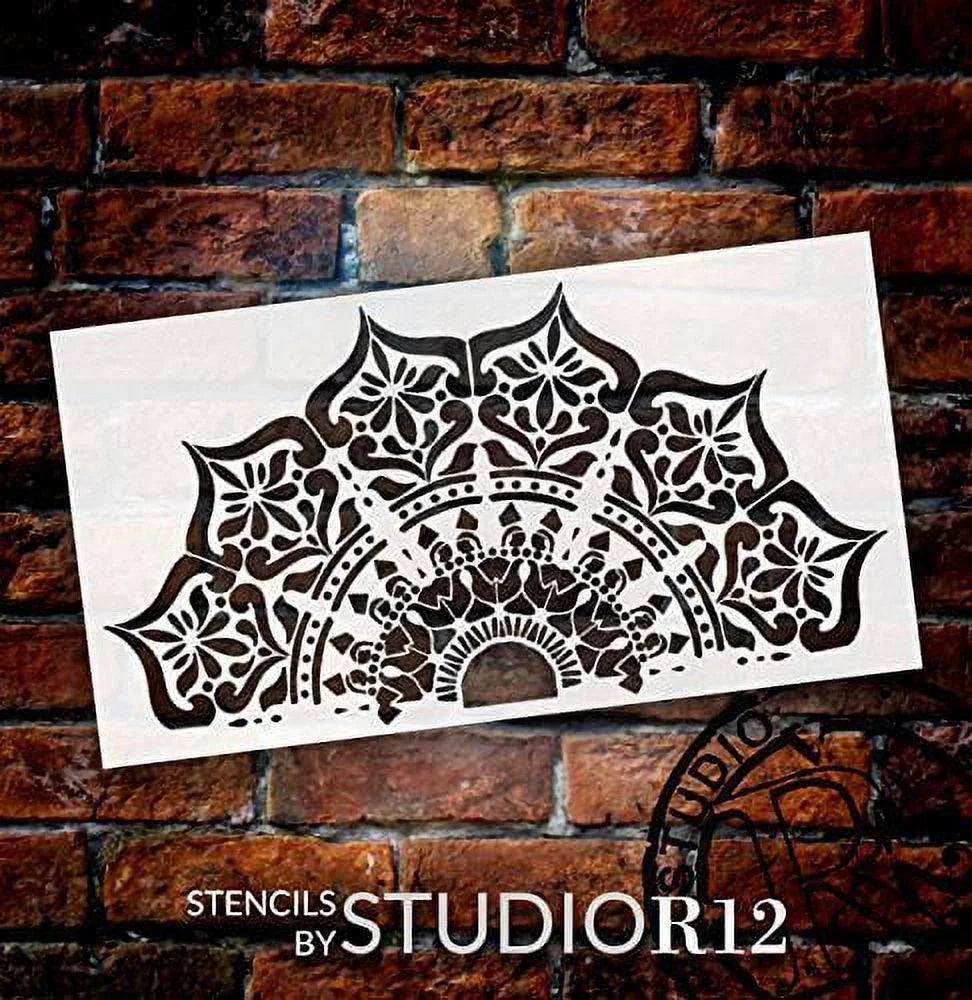 Mandala Half Design Stencil Reusable Mylar Template 22" x 12" U655