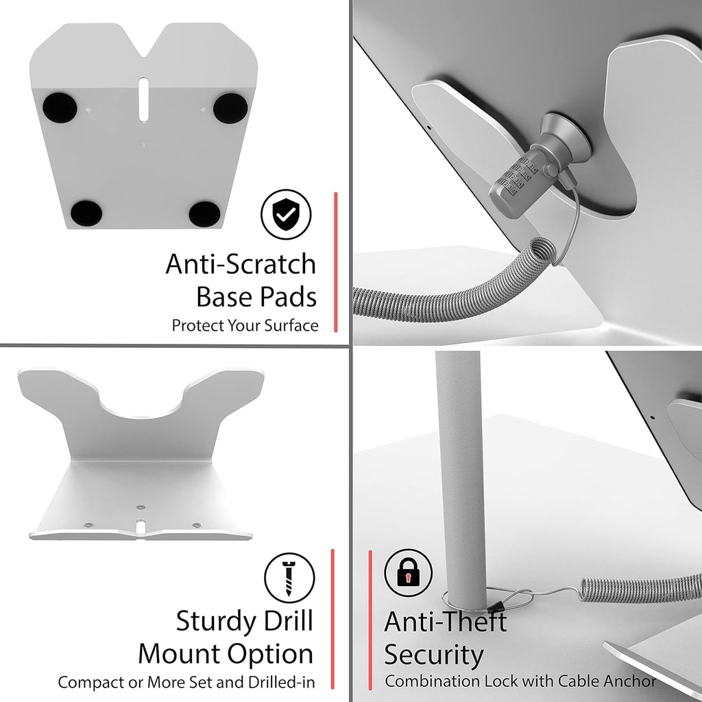 White Locking Desk Mount with Cable Lock, Pack of 2 E6414