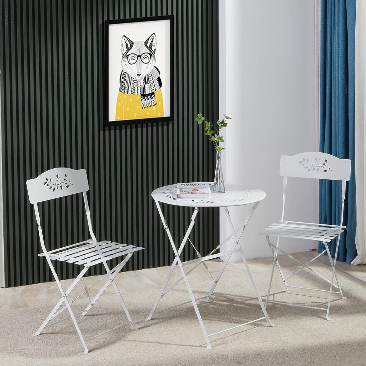 Grey 3 Piece Patio Bistro Set with Folding Chairs N5246