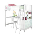 Twin Loft Bed with Desk in White P2326