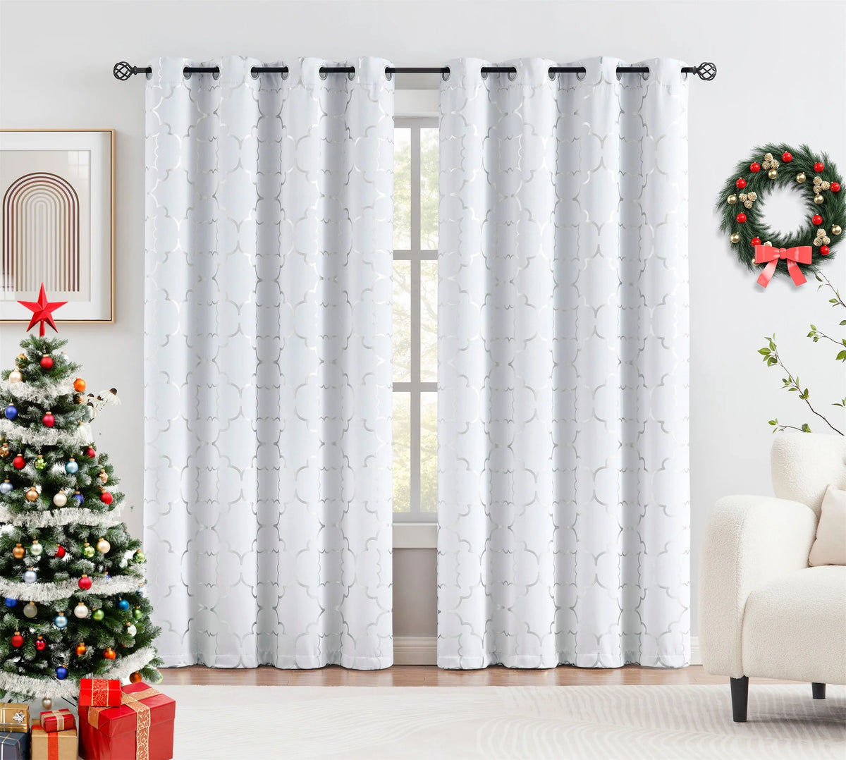 White Blackout Window Curtain 2 Panels 52"Wx84"L G702