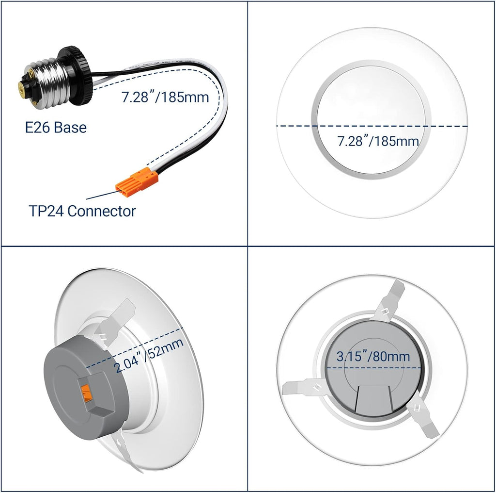 5/6 LED Recessed Downlights Dimmable 4PCS W70797
