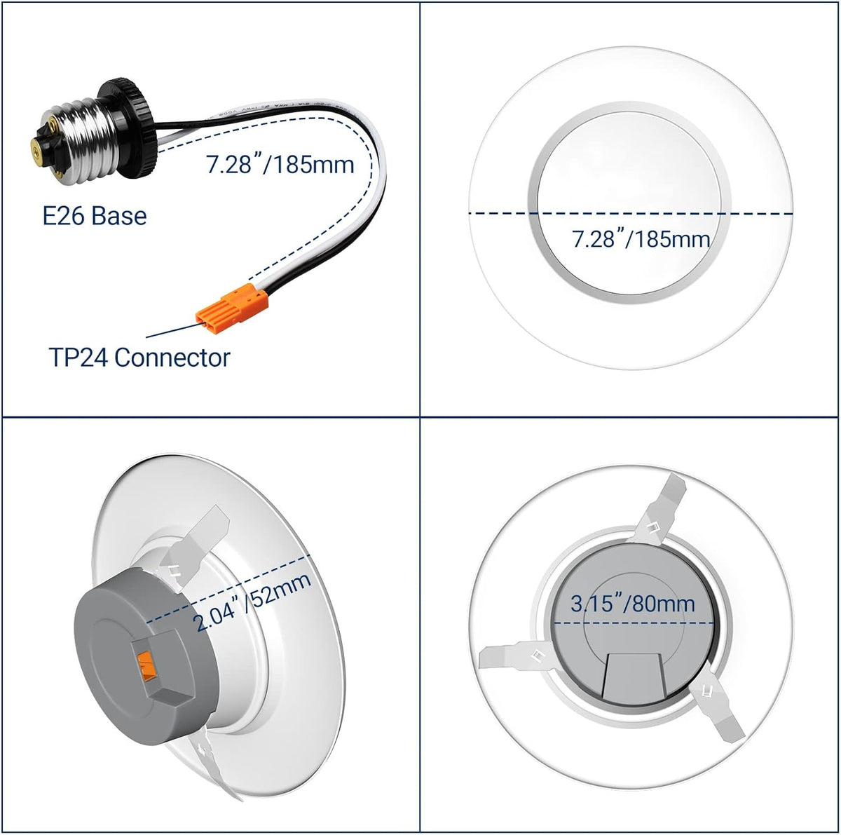 5/6 LED Recessed Downlights Dimmable 4PCS W70797