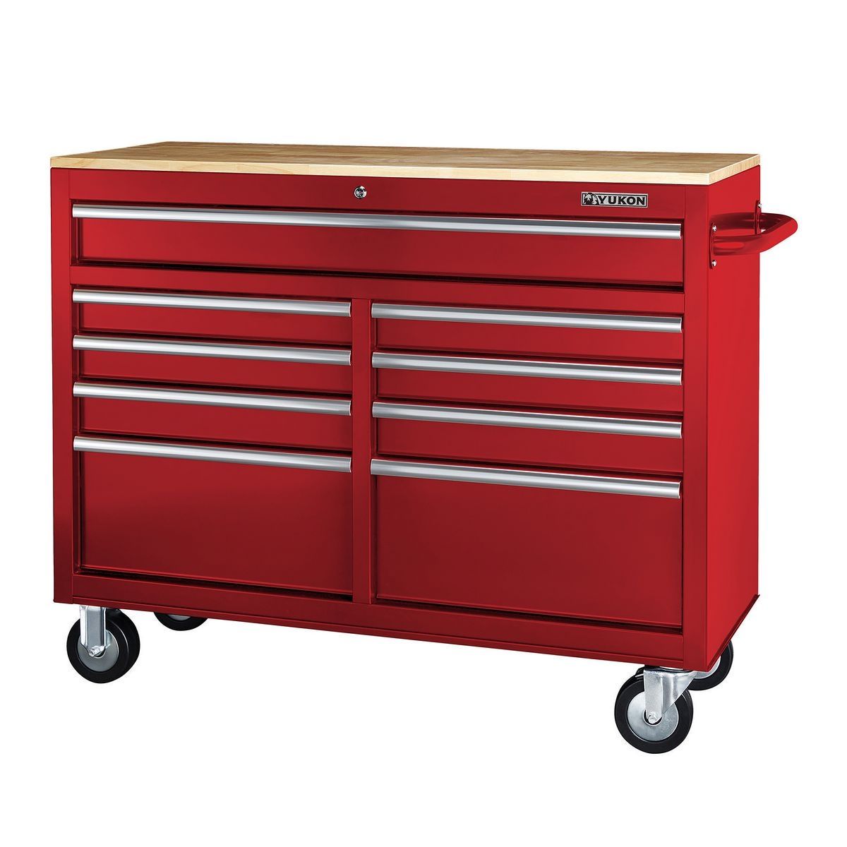 Black 9-Drawer Mobile Storage Cabinet with Solid Wood Top T7446