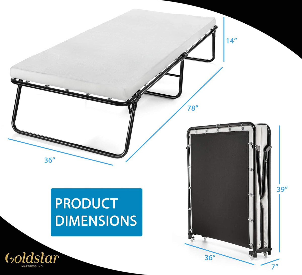 Rollaway Folding Guest Bed with 3-Inch Memory Foam Mattress Y9980