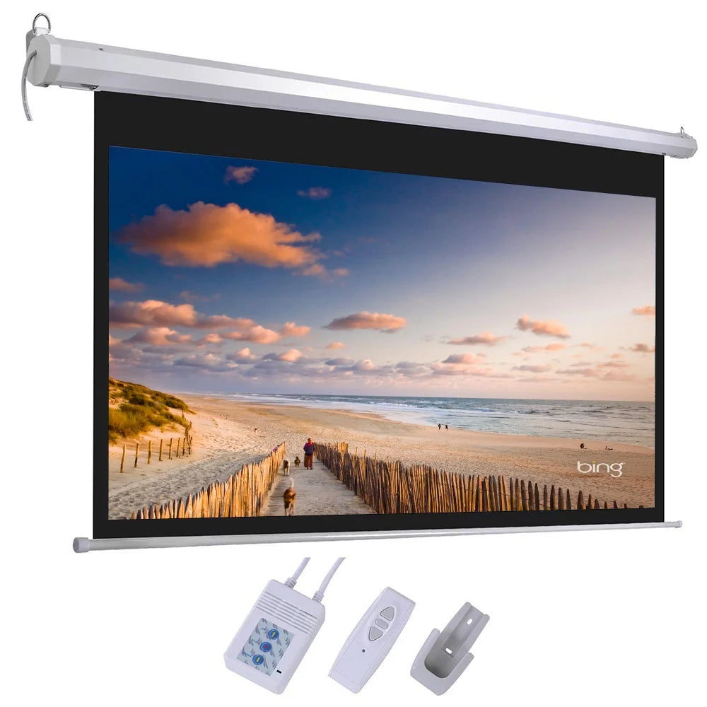 Motorized Projector Screen with Remote Control Matte White V153110