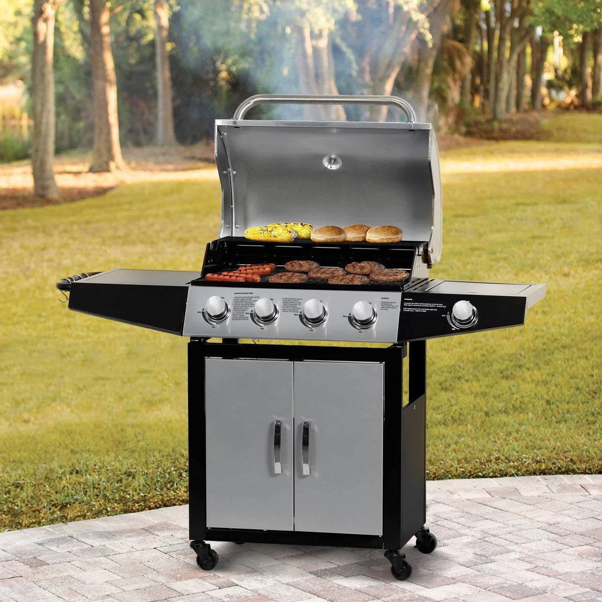 4 Burner Propane Gas Grill with Side Burner L277