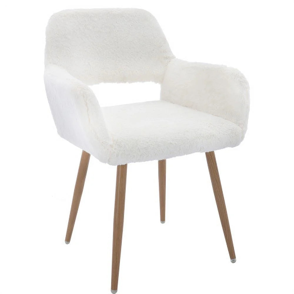 Faux Fur Dining Chairs with Solid Steel Leg H55365