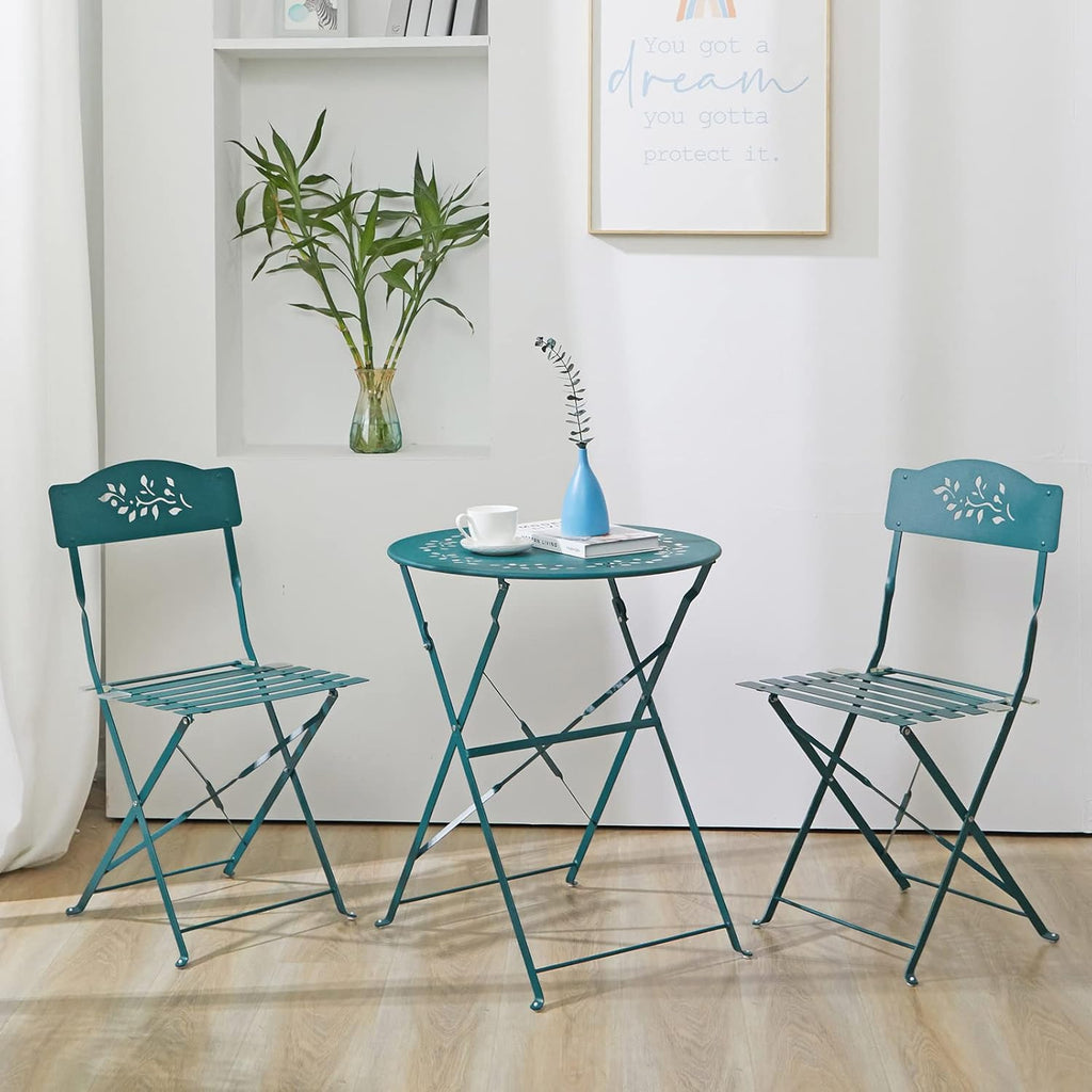 Grey 3 Piece Patio Bistro Set with Folding Chairs N5246