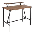 Industrial Counter Table in Black Metal and Brown Wood J757