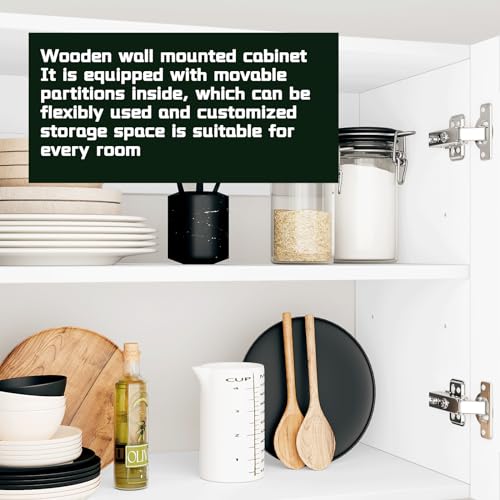 White Laundry Room Cabinets and Storage with 4 Doors and Adjustable Shelf O104516