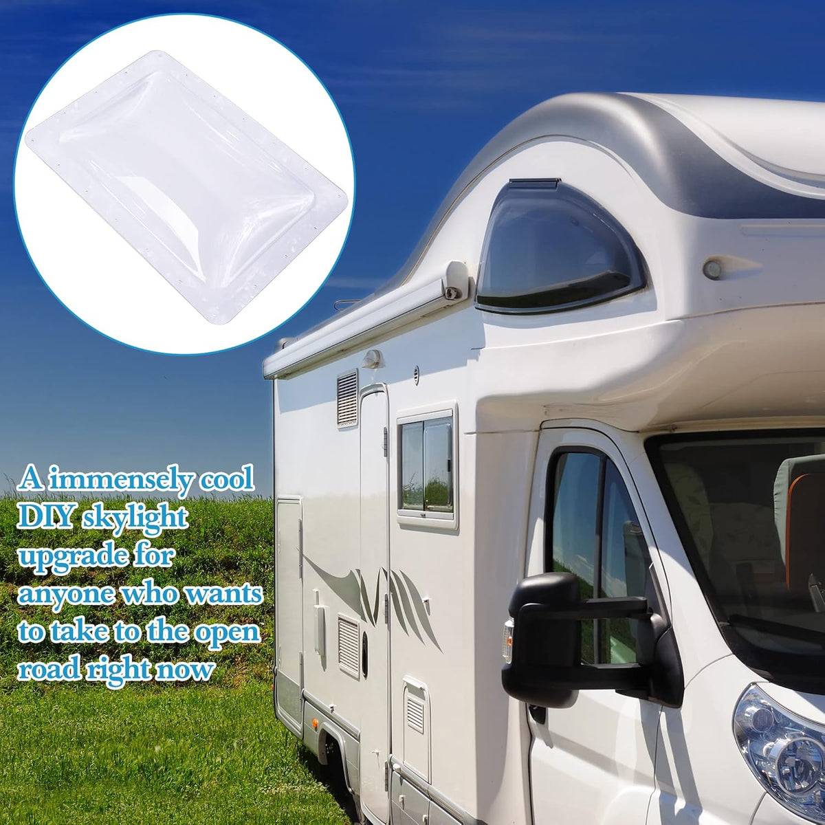 Transparent RV Skylight Kit 14 x 22 Inch ID, 18 x 26 Inch OD T6449