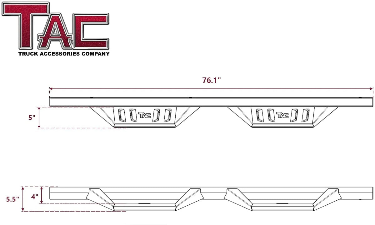Sidewinder Running Boards for Chevy Colorado GMC Canyon Crew Cab 4" Drop Side Steps Nerf Bars Rock Slider Pickup Truck Fine Texture Black Off-Road Accessories (2pcs) O30486