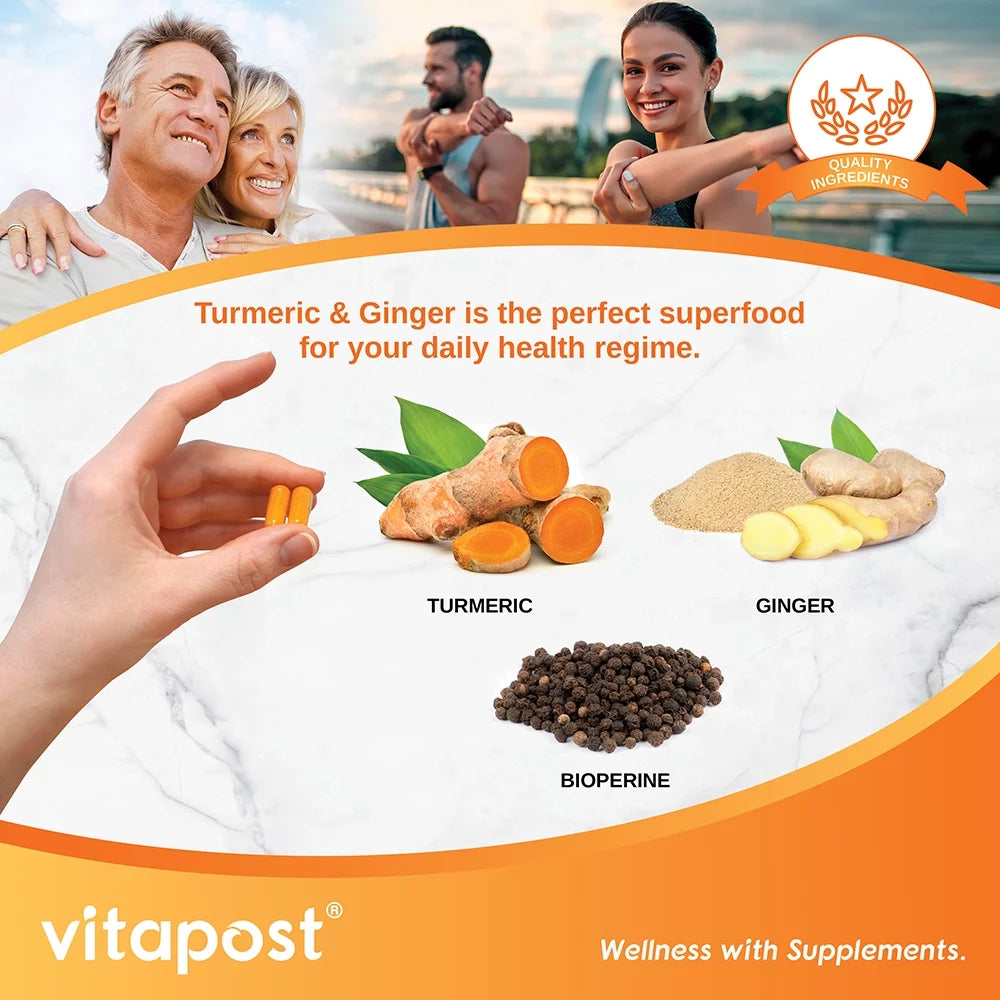Turmeric & Ginger Supplement with BioPerine 60 Capsules V855876