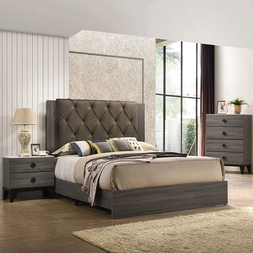 Queen Size Button Tufted Upholstered Bed C45246