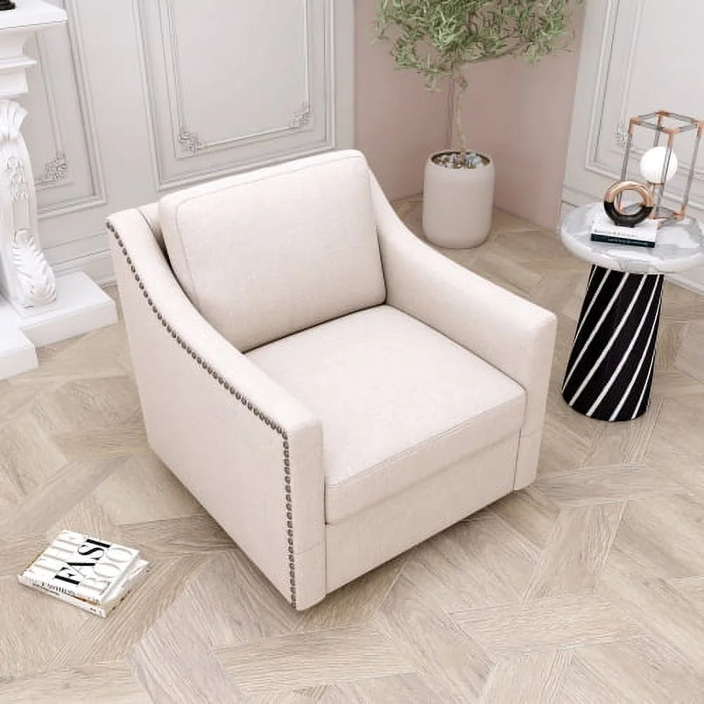 Cotton Linen Swivel Armchair M351869