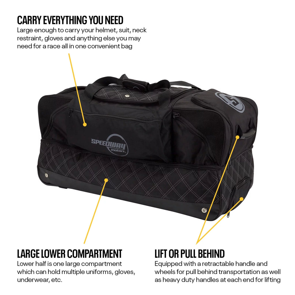 Large Multi-Compartment Nylon Travel Gear Bag with Wheels C54565