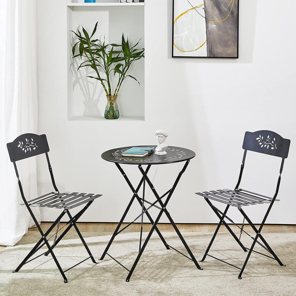 Grey 3 Piece Patio Bistro Set with Folding Chairs N5246