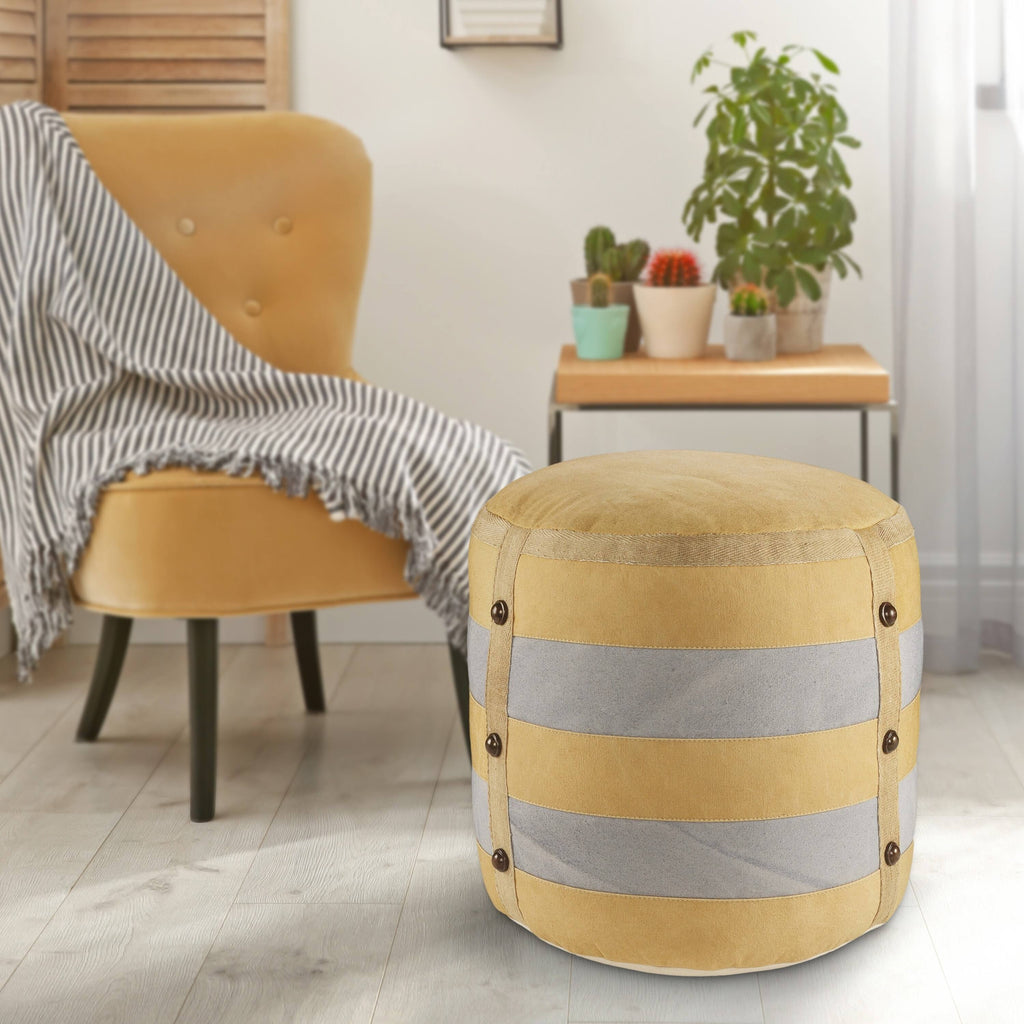 Beige Striped Pouf T283391