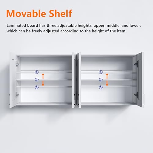 White Laundry Room Cabinets and Storage with 4 Doors and Adjustable Shelf O104516