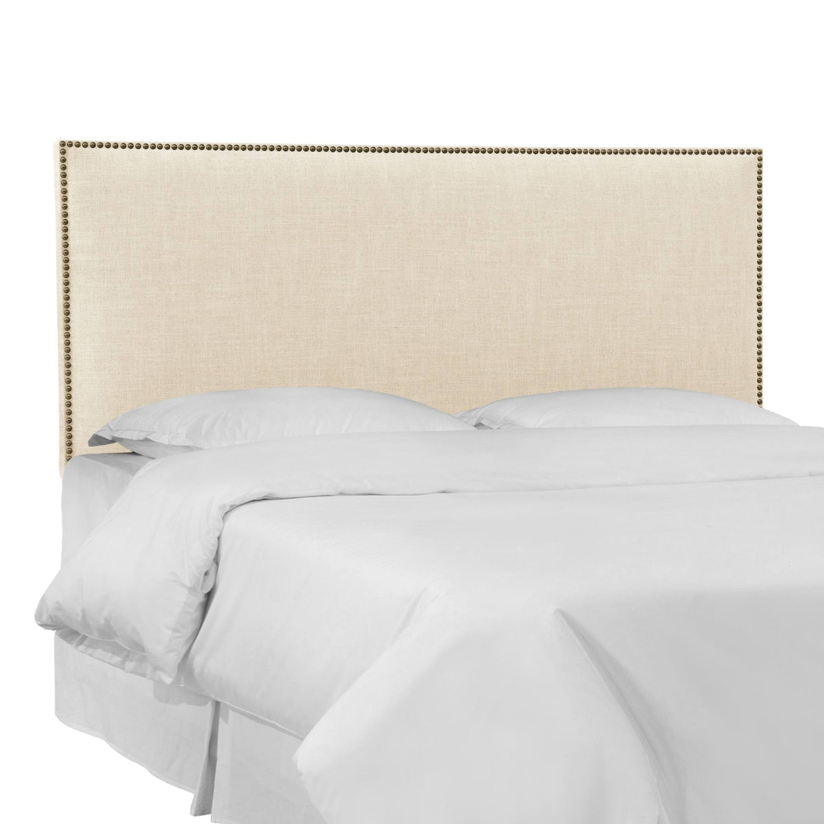Cream Linen Headboard with Brass Nailbuttons N582295