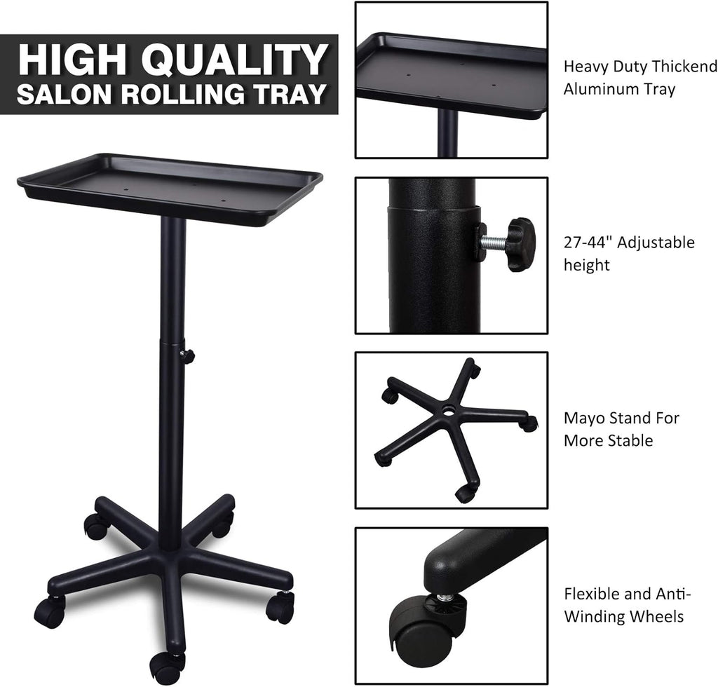 Height Adjustable Salon Rolling Tray on Wheels B1245