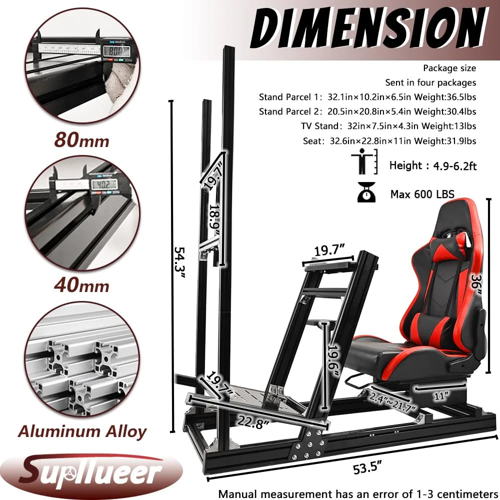 F1 Racing Simulator Cockpit with Monitor Stand Seat V908524