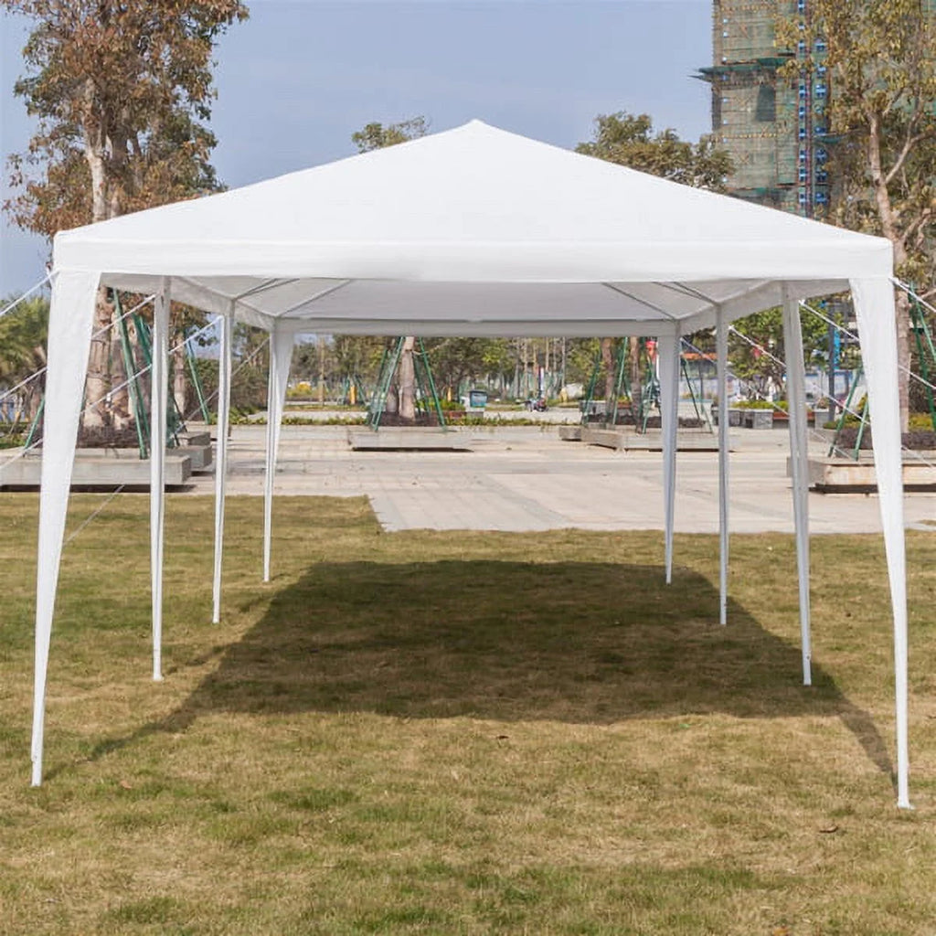 White 10' x 30' Canopy Tent with 7 Removable Sidewalls and Carry Bag P938706