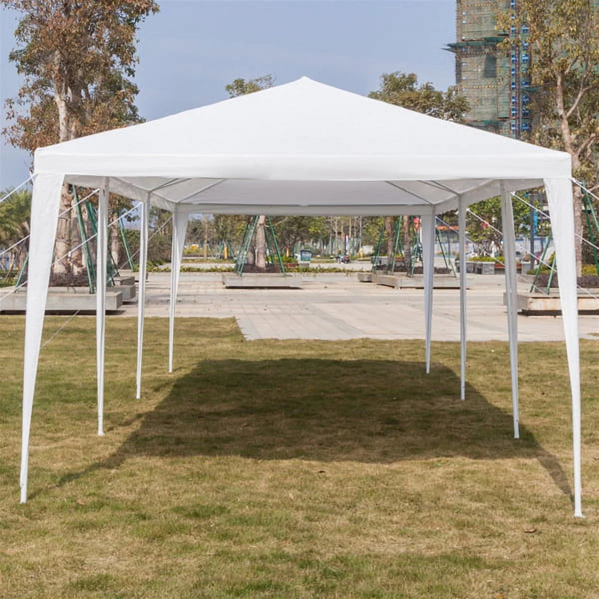 White 10' x 30' Canopy Tent with 7 Removable Sidewalls and Carry Bag P938706