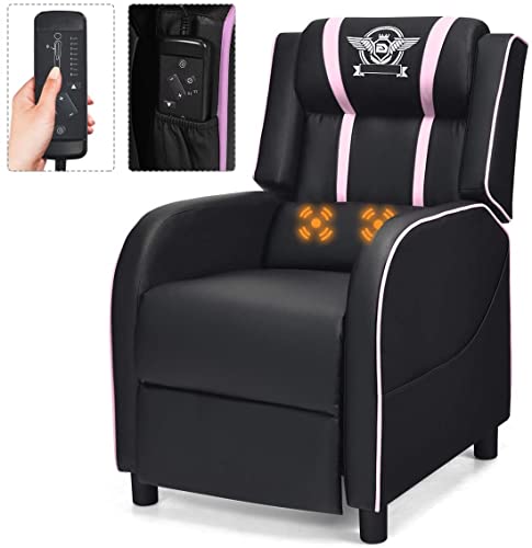 Adjustable Racing Style Massage Recliner Chair with Headrest & Lumbar Pillow P911