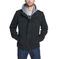 Black Washed Cotton Military Jacket with Removable Hood Q703