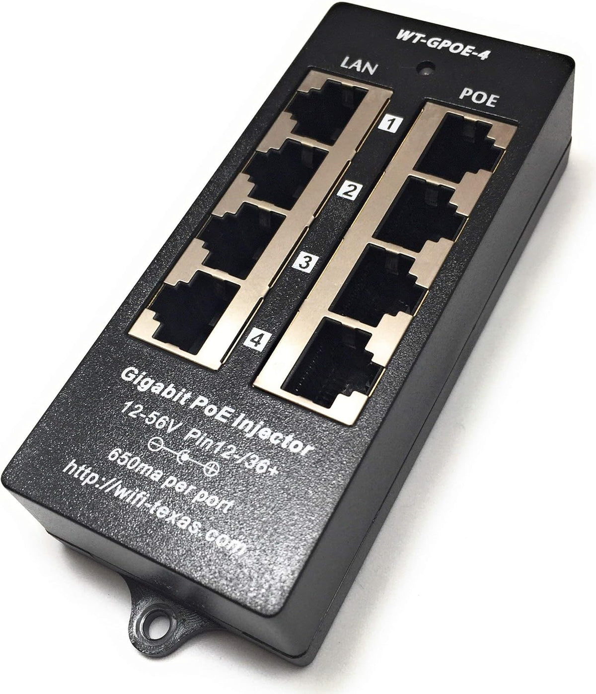 4 Port Gigabit Passive PoE Injector with 48V 48W UL Power Supply Q668826