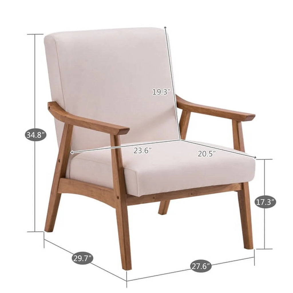 Beige Solid Wood Single Sofa Chair Y793589