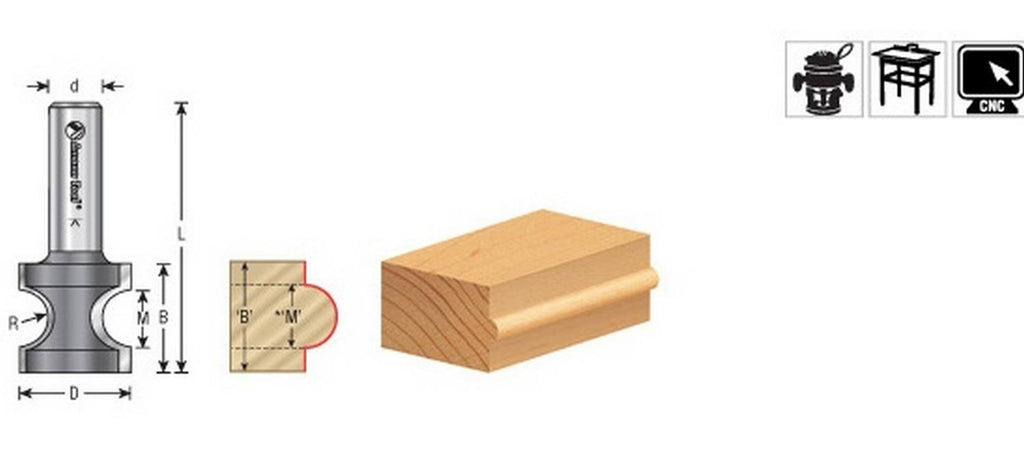 Carbide Tipped Bullnose Router Bit D866