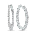 14K White Gold Diamond Hoop Earrings D879