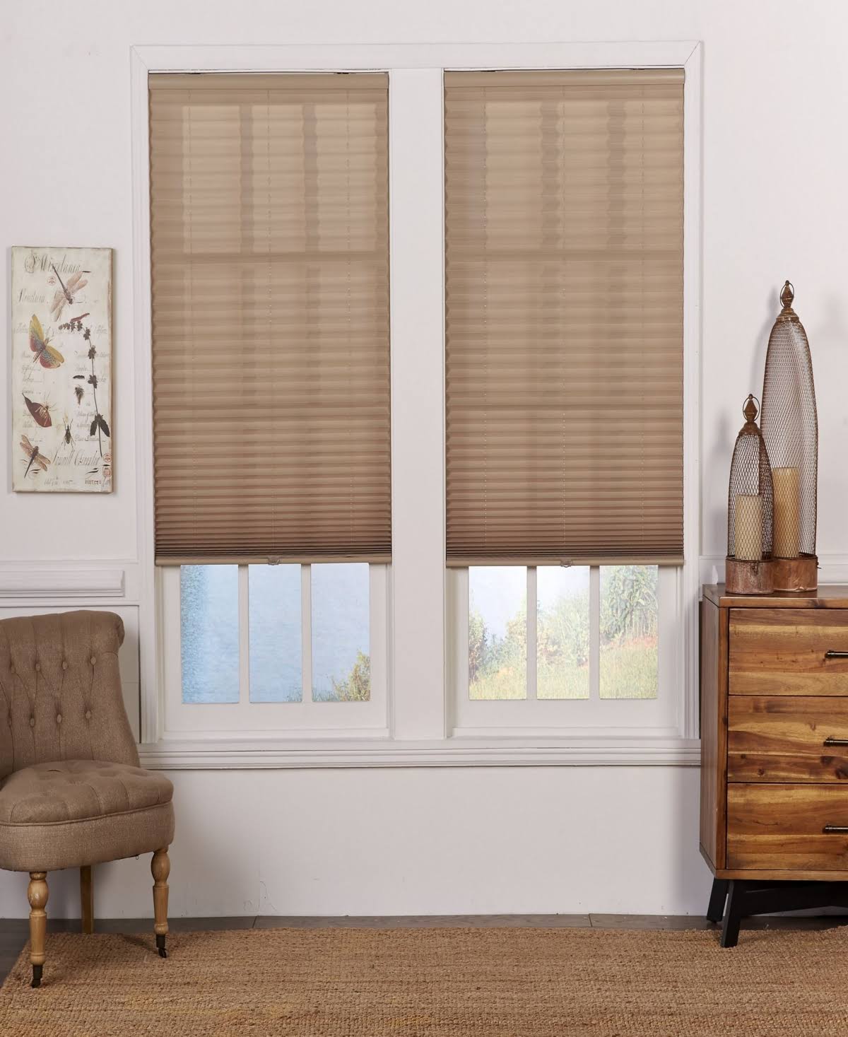 Cordless Light Filtering Pleated Shade, 26x72 - Camel J499206