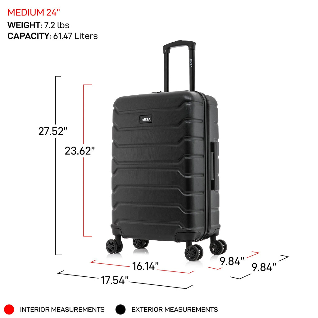 24" Hardside Lightweight Luggage with Spinner Wheels, Black M356258