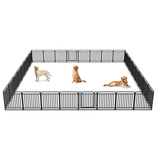 32 Inch 16 Panels Foldable Metal Dog Playpen with Doors O8366