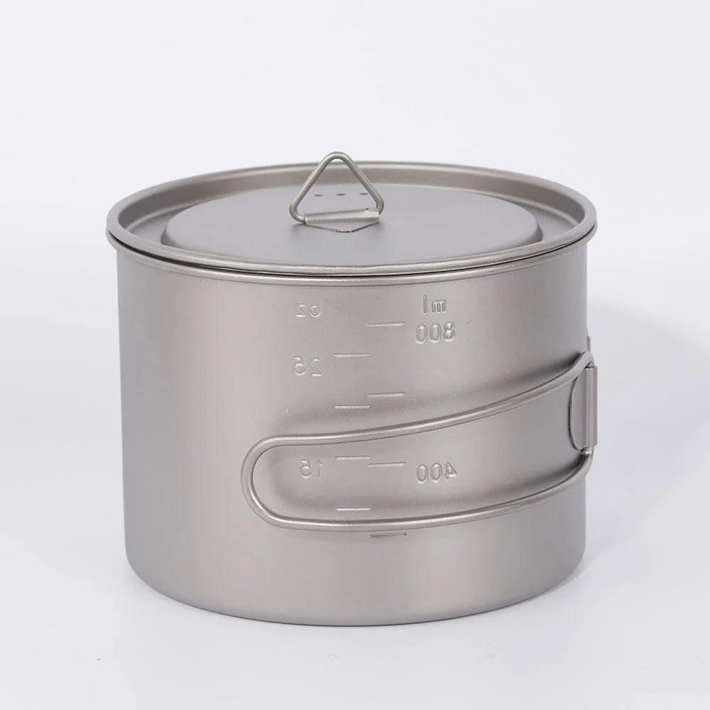 900ml Titanium Cup Pot with Lid and Foldable Handle C236