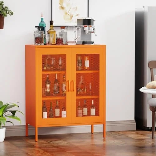 Black Metal 5-Tier Cabinet with Doors and Shelves Z912052