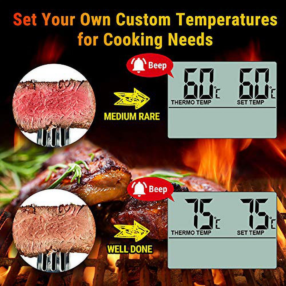 Large LCD Digital Cooking Meat Thermometer with Stainless Steel Probe Q7312