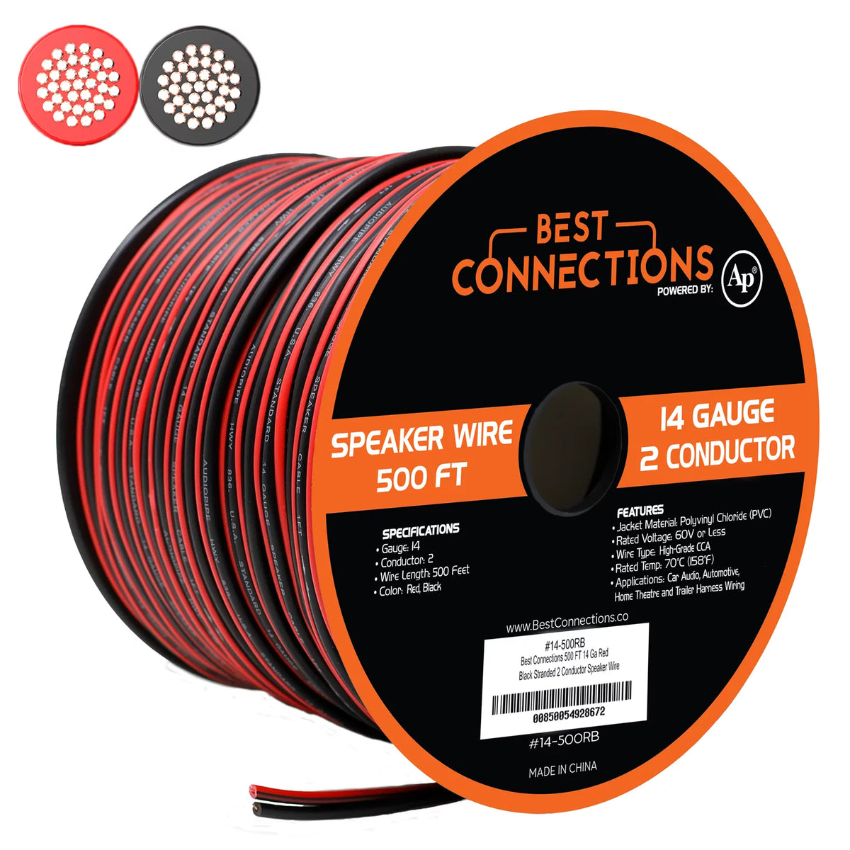 14 Gauge 500' Red Black Speaker Cable Wire X72541