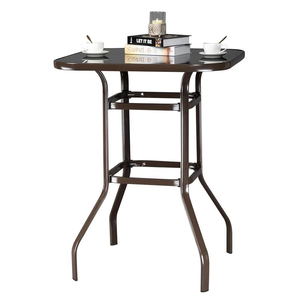 Square Glass 32" x 40" Dining Table Brown N712