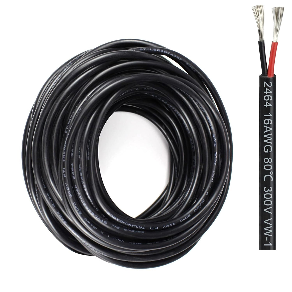 16AWG 2 Conductor Tinned Copper Wire, 65.6ft, Pack of 2 K653