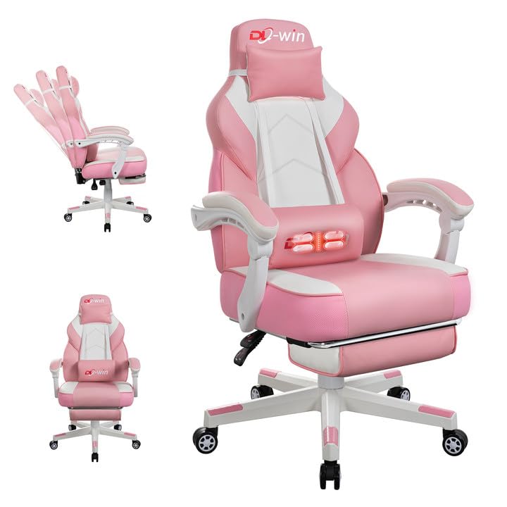 Blue Ergonomic Gaming Chair with Footrest V370584