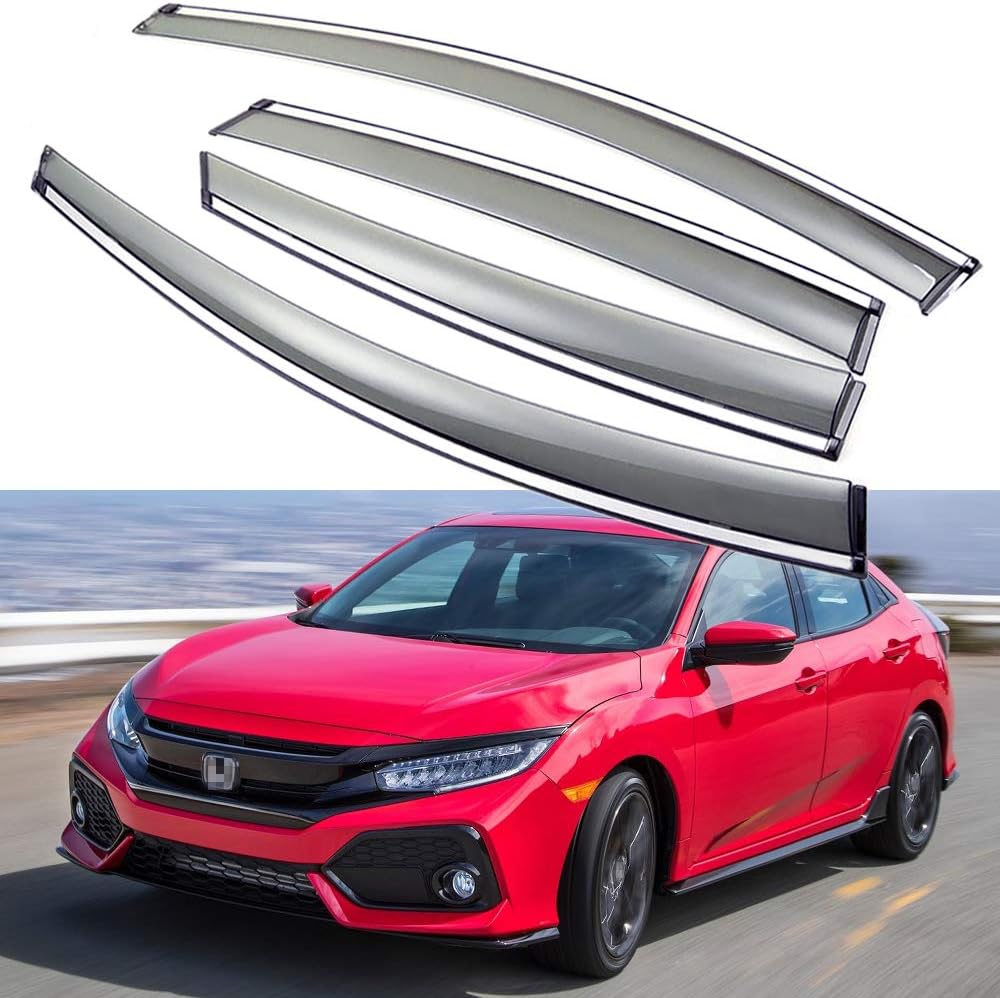 Car Window Visor Vent Shade Deflector Sun/Rain Guards for 2017-2021 Honda Civic Hatchback I2864